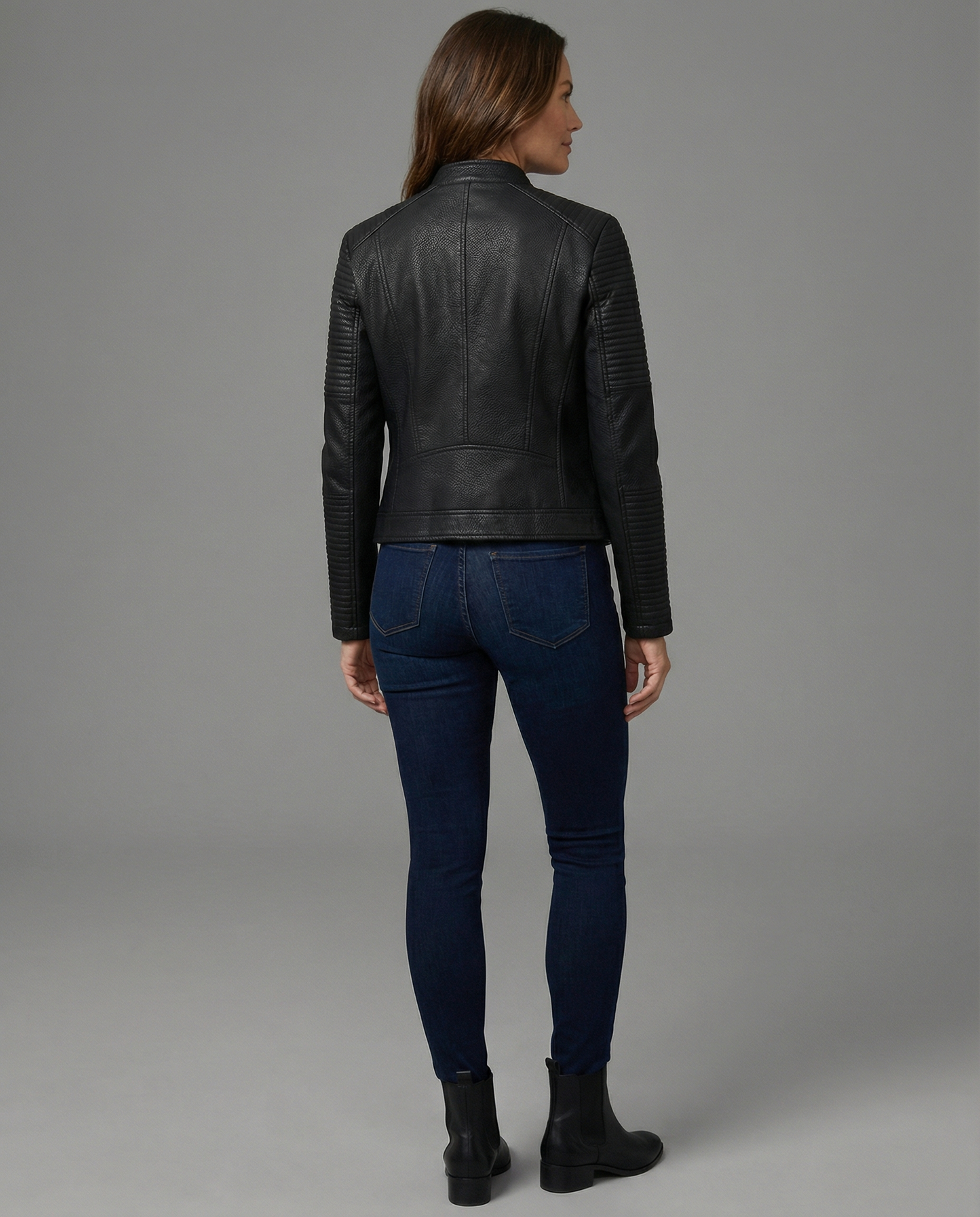 Damen Lederjacke Taillierte Optik