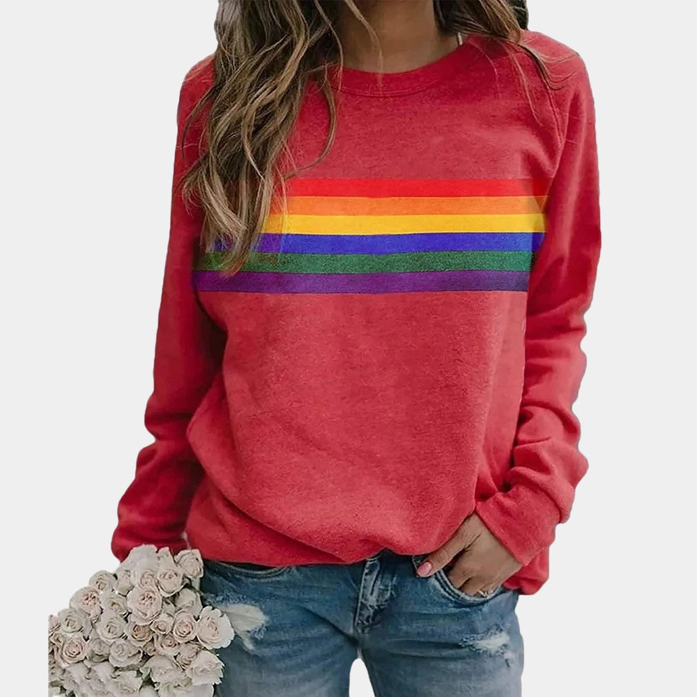 Eveloria Damen Sweatshirt Baumwollmischung Rundhalsausschnitt Lange