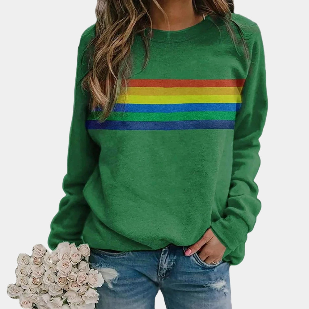 Eveloria Damen Sweatshirt Baumwollmischung Rundhalsausschnitt Lange