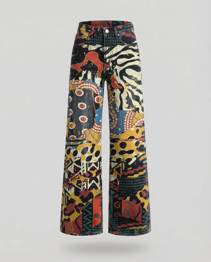 Damen Jeans Weite Floral Blumenmuster