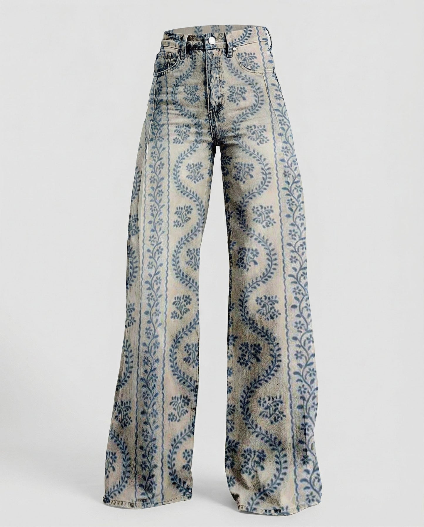 Damen Jeans Weite Floral Blumenmuster