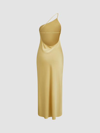 Elegantes Damen Satinkleid Rückenfrei Hochzeit Party