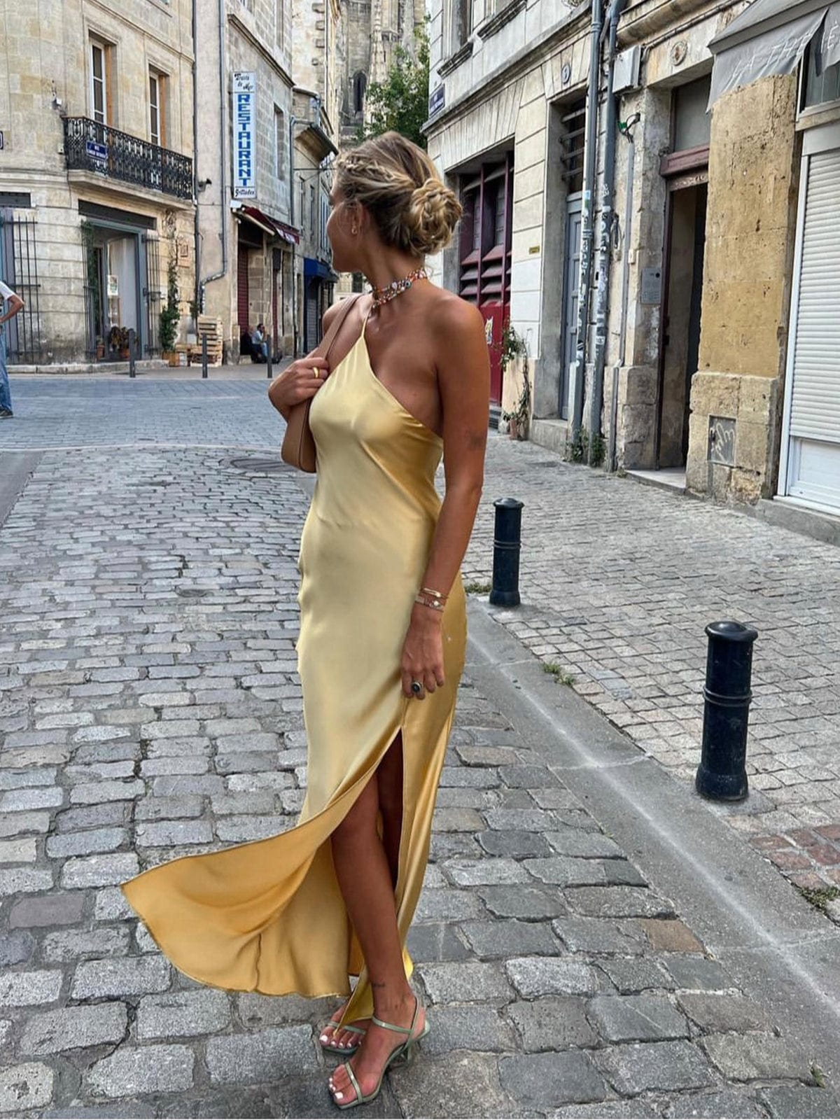 Elegantes Damen Satinkleid Rückenfrei Hochzeit Party - Norvielle
