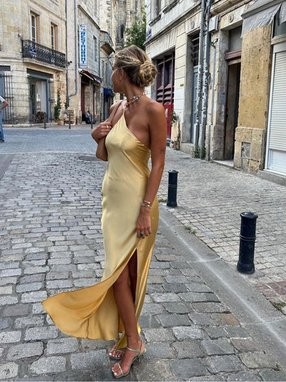 Elegantes Damen Satinkleid Rückenfrei Hochzeit Party - Norvielle
