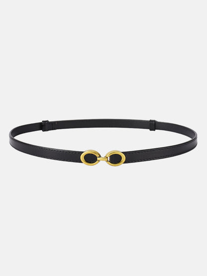 Damen Ledergürtel Schlank Goldene Schnalle