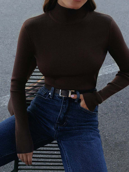 Damen Frühlings- Bequem Mock-Neck