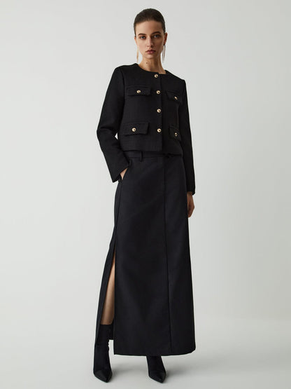 Damen Klassische Tweedjacke Golden Knöpfe