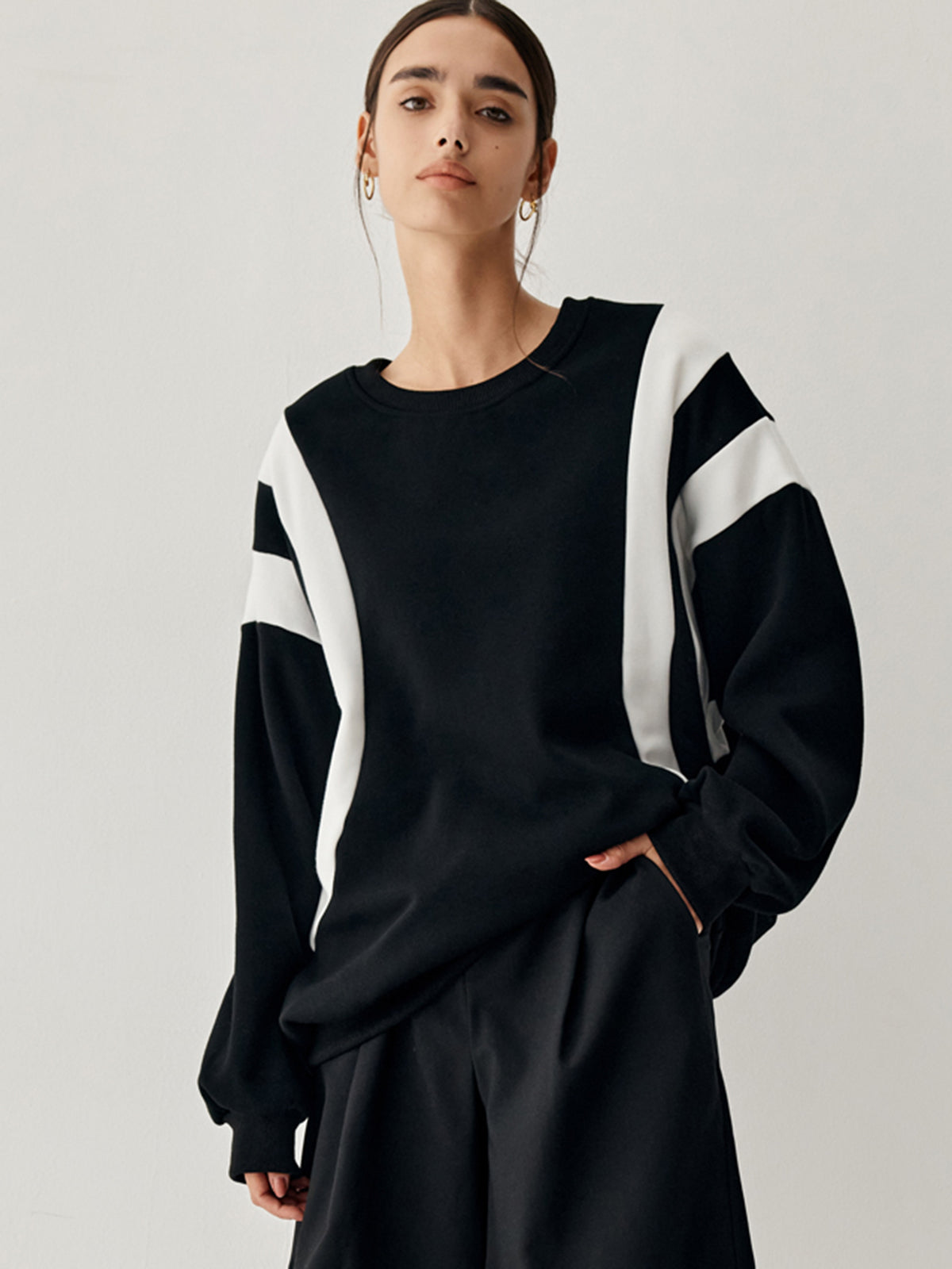 Fay Damen Pullover mit Seitenstreifen