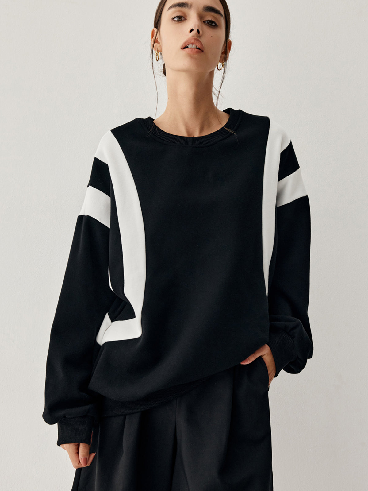 Fay Damen Pullover mit Seitenstreifen
