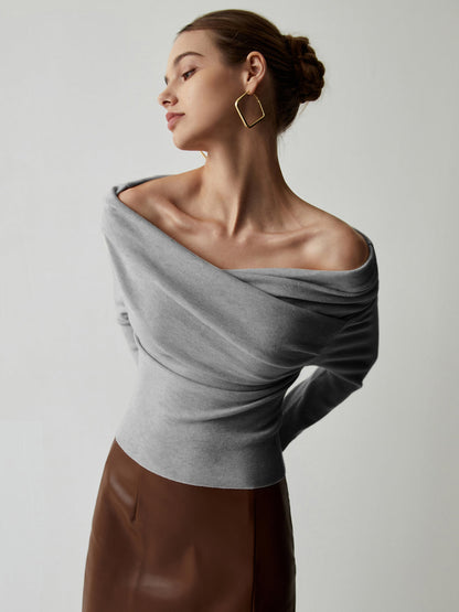 Damen Off-Shoulder Stricktop Feminin Beige