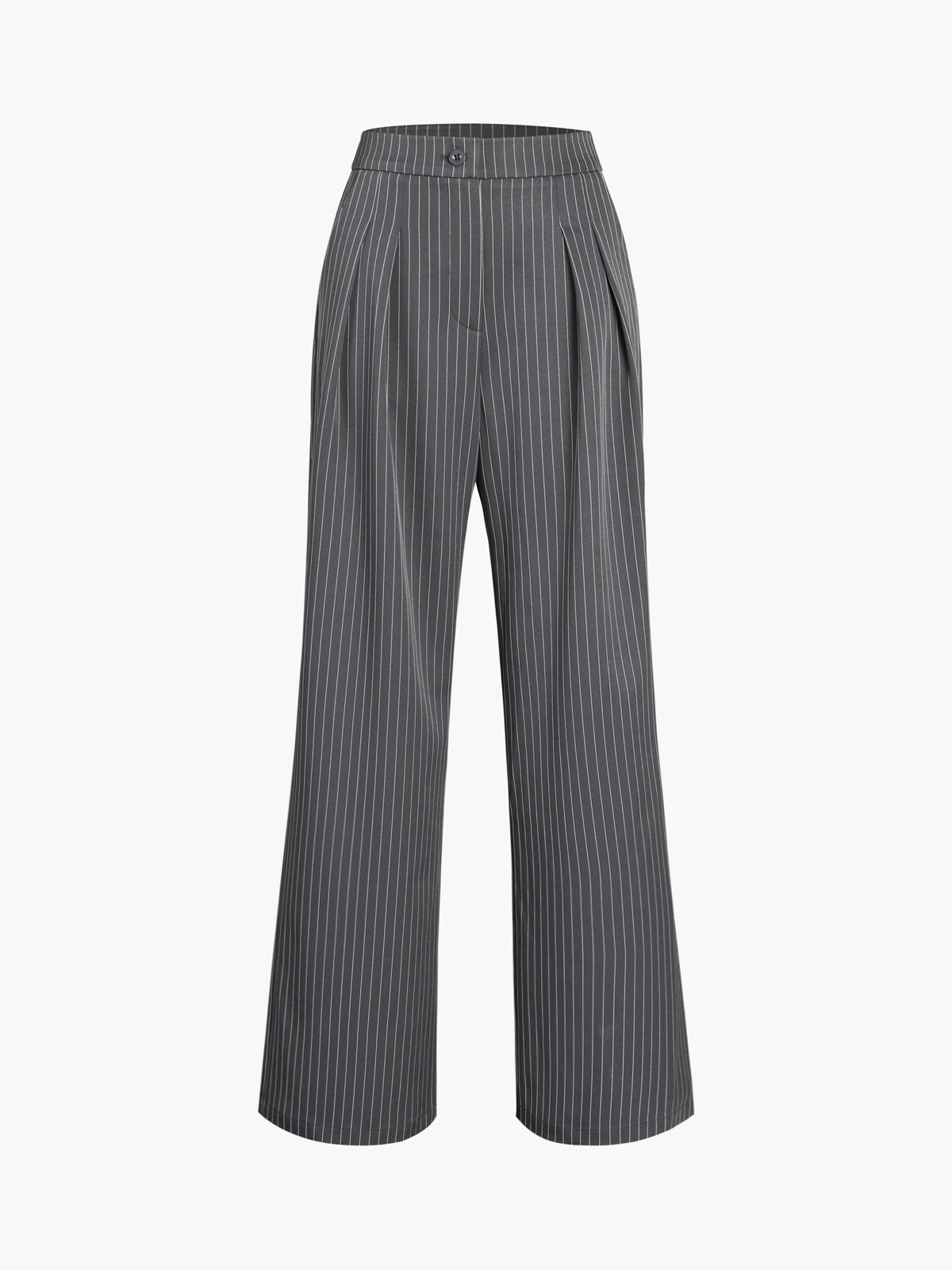 Eveloria Damen Nadelstreifen-Faltenhose Weites Bein