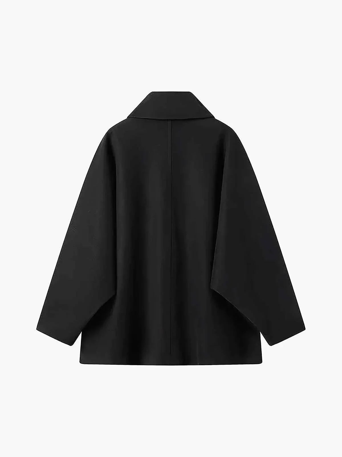 Damen Oversize Wintermantel Reverskragen Asymmetrischer
