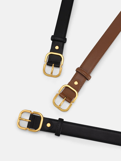 Damen Gürtel Minimalistisch Goldene Schnalle