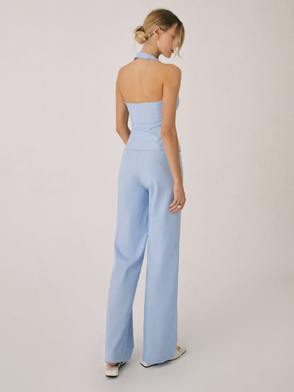 Eveloria Damen Baumwollweste mit geraden Beinhosen Set