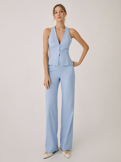 Eveloria Damen Baumwollweste mit geraden Beinhosen Set - Eveloria