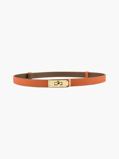 Eleganter Damen Ledergürtel Goldene Schnalle Braun