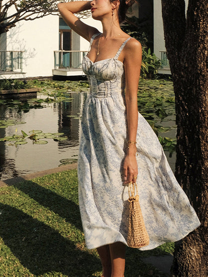Eveloria Damen Midi Kleid Blumenmuster