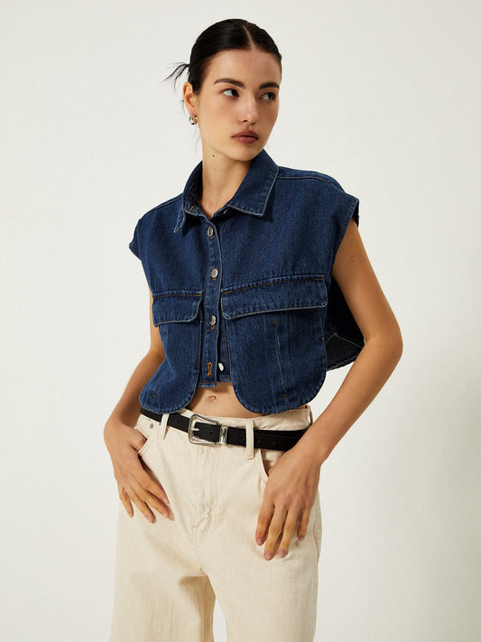 Damen Cropped Jeans- Lässig Elegant Blau - Norvielle