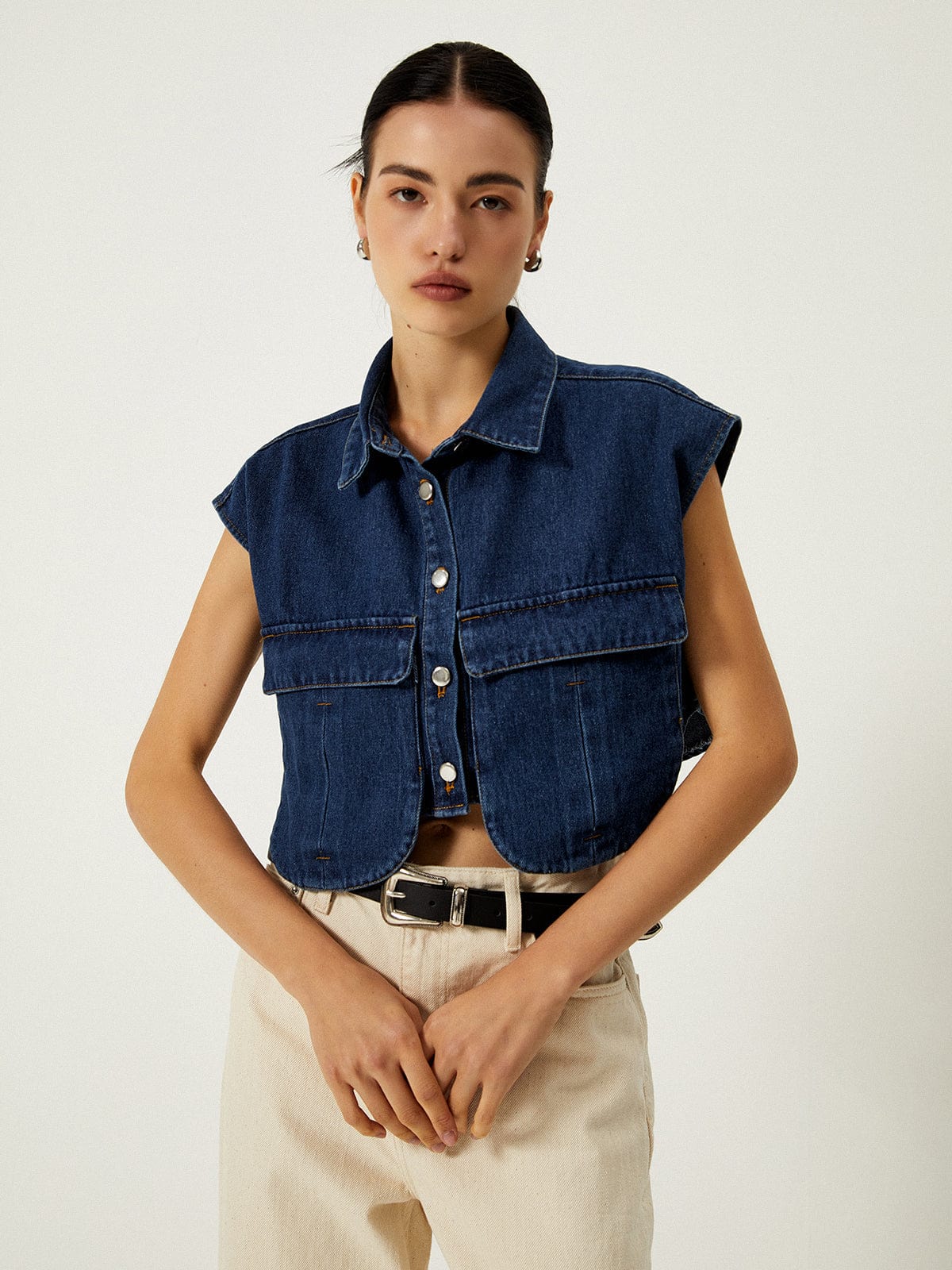 Damen Cropped Jeans- Lässig Elegant Blau