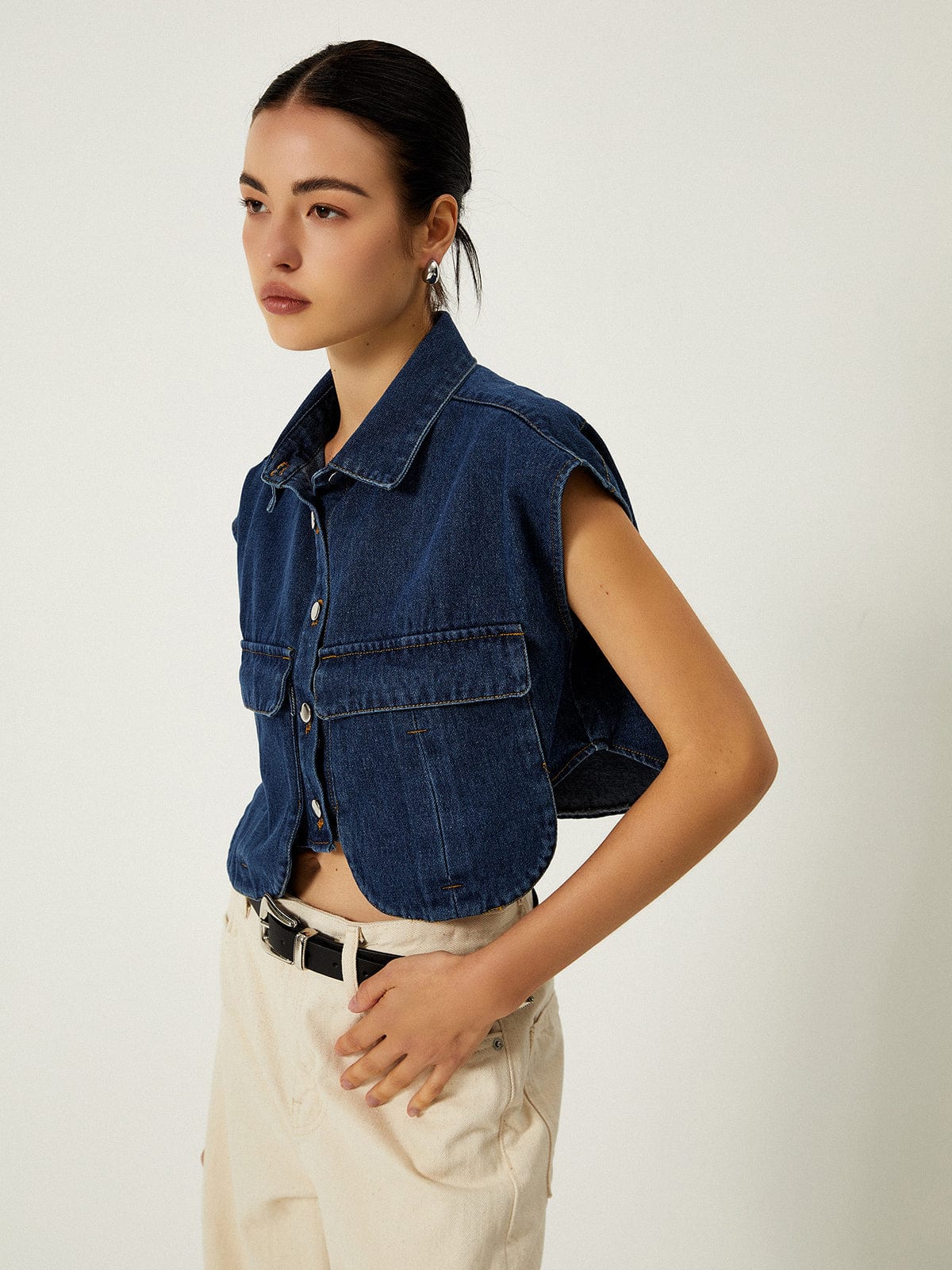 Damen Cropped Jeans- Lässig Elegant Blau