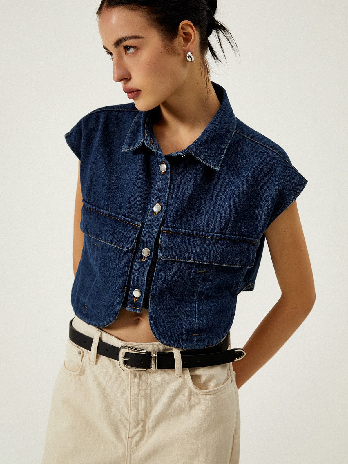 Damen Cropped Jeans- Lässig Elegant Blau