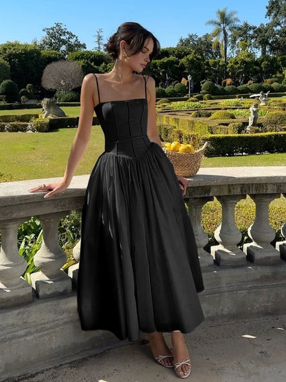 Damen Midi Hochzeitskleid Korsett dunkel