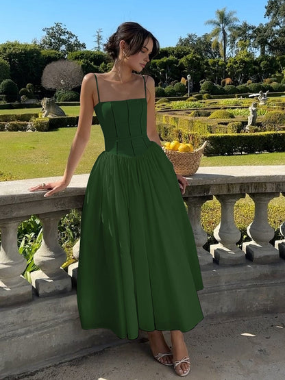 Damen Midi Hochzeitskleid Korsett dunkel