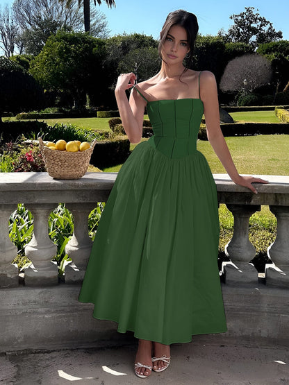 Damen Midi Hochzeitskleid Korsett dunkel