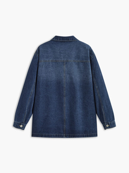 Damen Oversized Denimjacke Lässig Blau