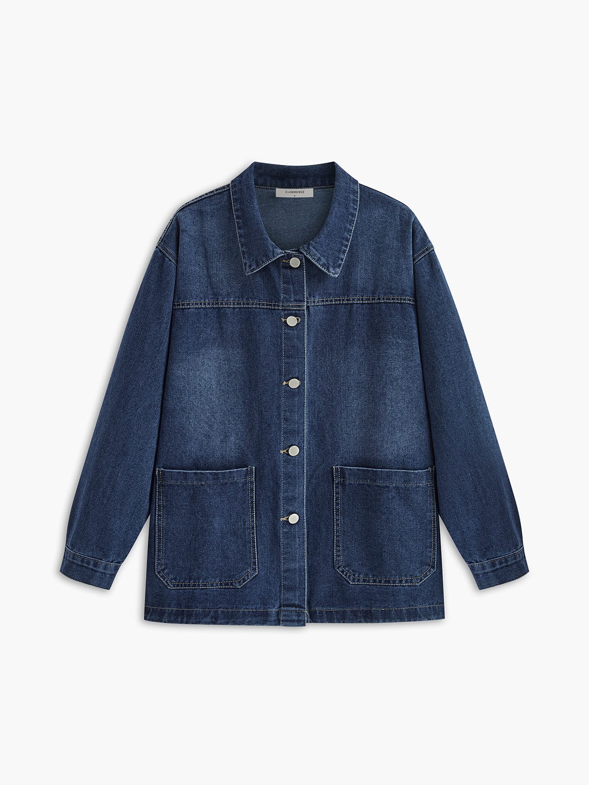Damen Oversized Denimjacke Lässig Blau