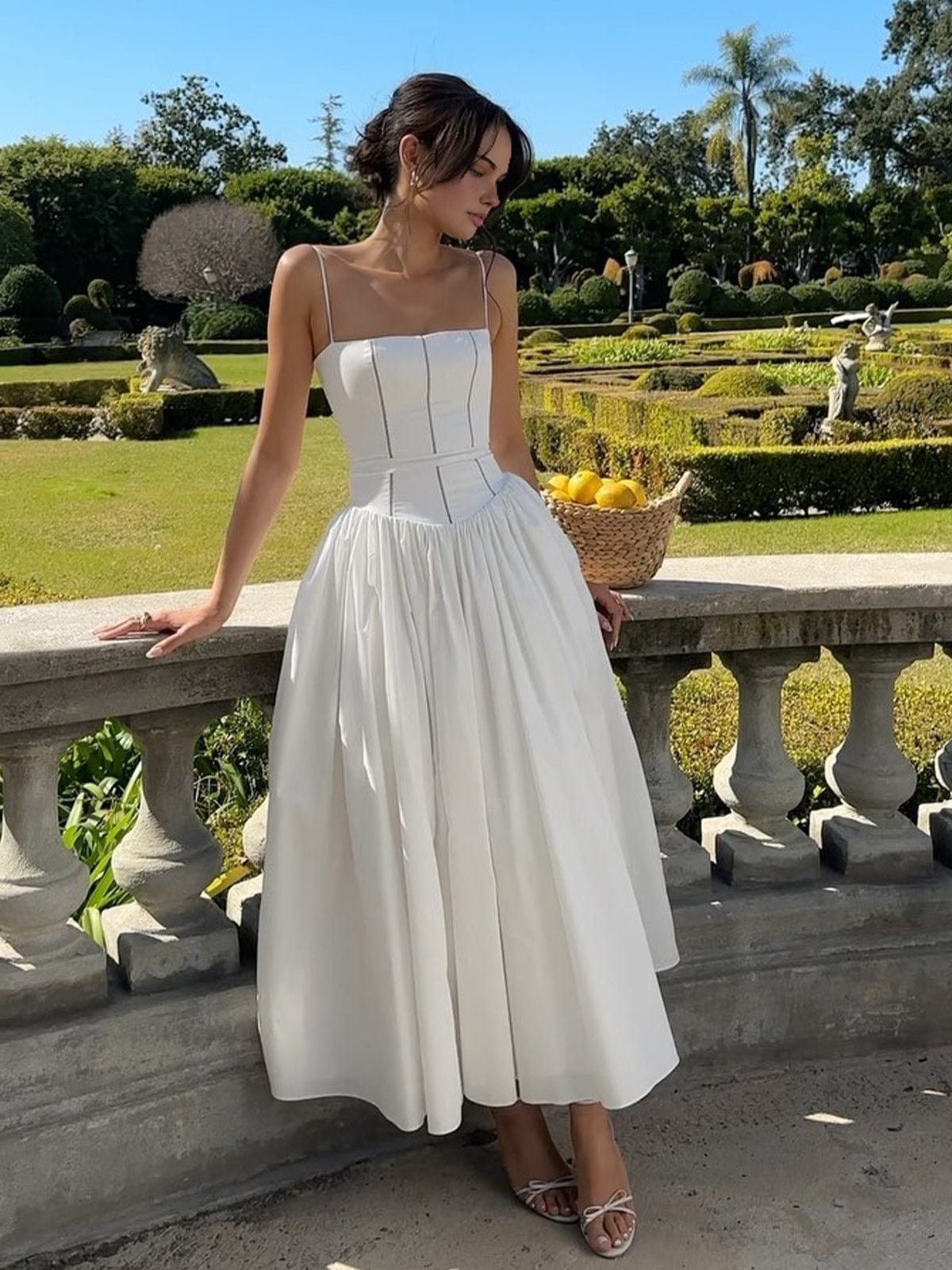 Damen Midi Hochzeitskleid Korsett dunkel - Eveloria