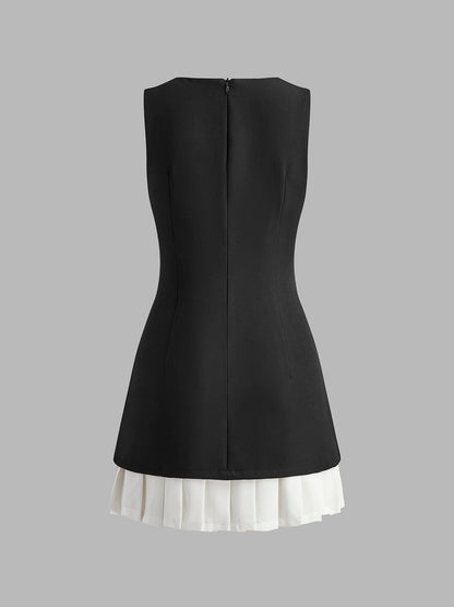 Damen Ärmelloses Midikleid Plissee-Design Eleganz