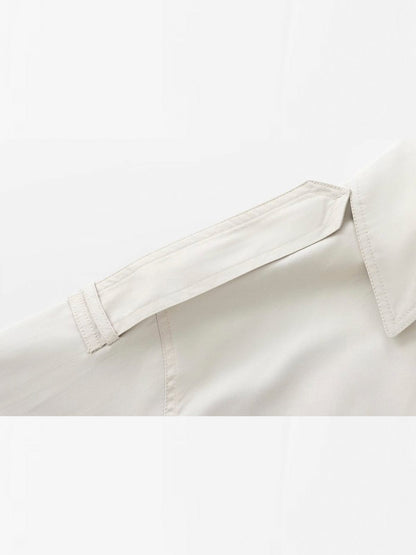 Damen Kurzer Trenchcoat Doppelreiher Elegantes Design Beige