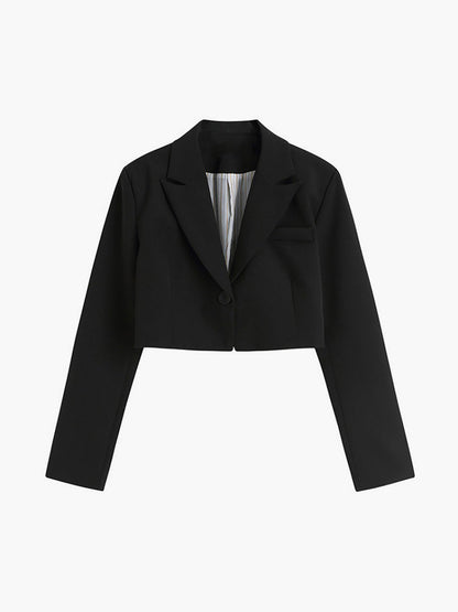 Eveloria Damen Crop Blazer Elegant Schwarz - Eveloria