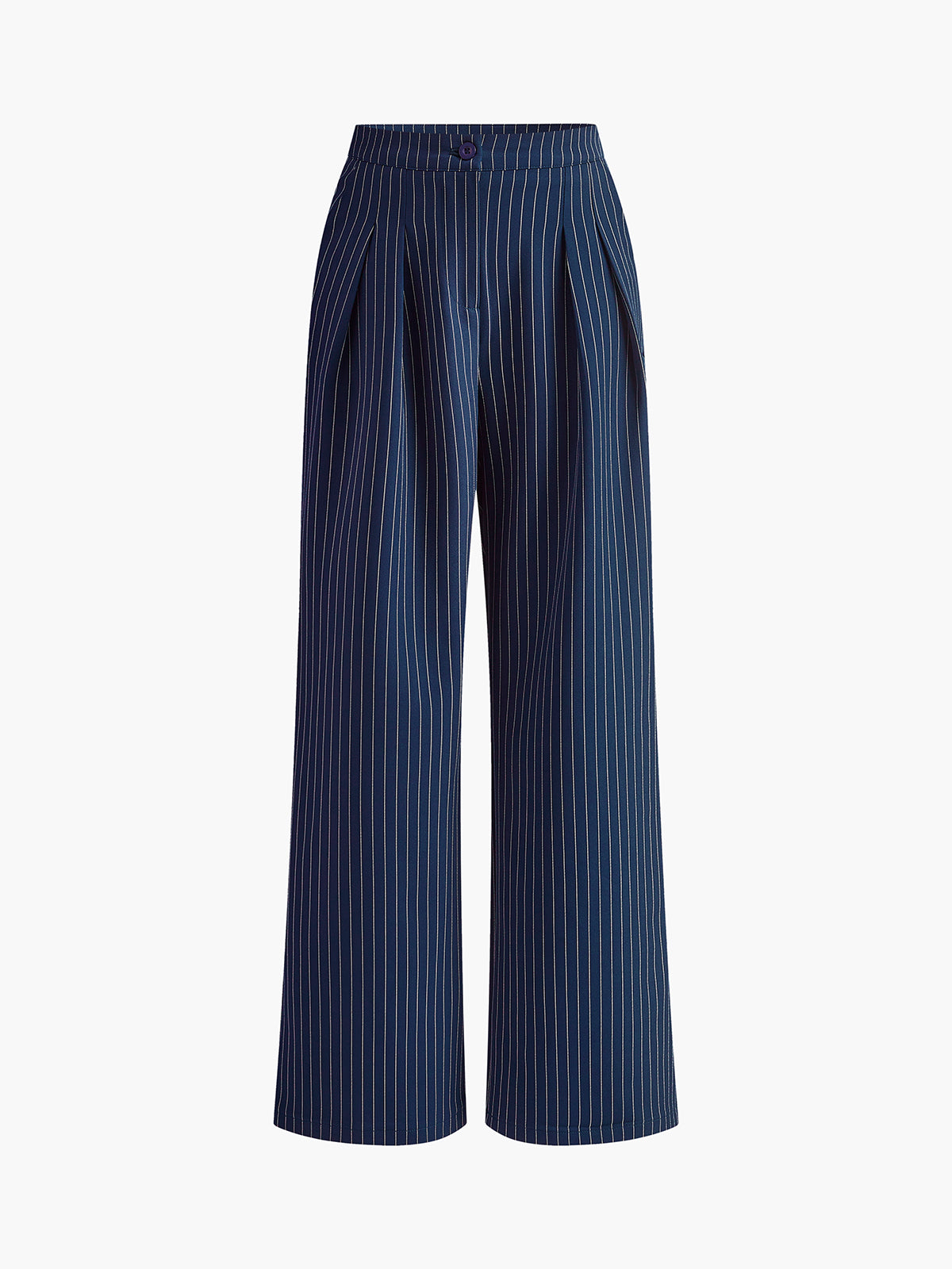 Eveloria Damen Nadelstreifen-Faltenhose Weites Bein