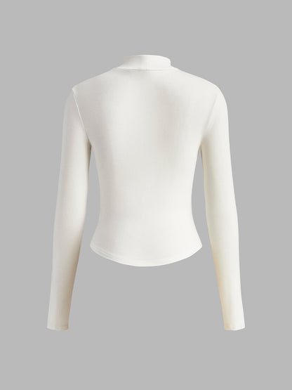 Eveloria Damen Slim Fit T-Shirt Klassisch Weiß