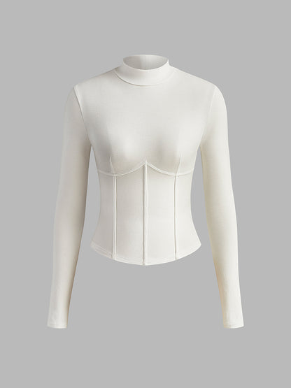 Eveloria Damen Slim Fit T-Shirt Klassisch Weiß