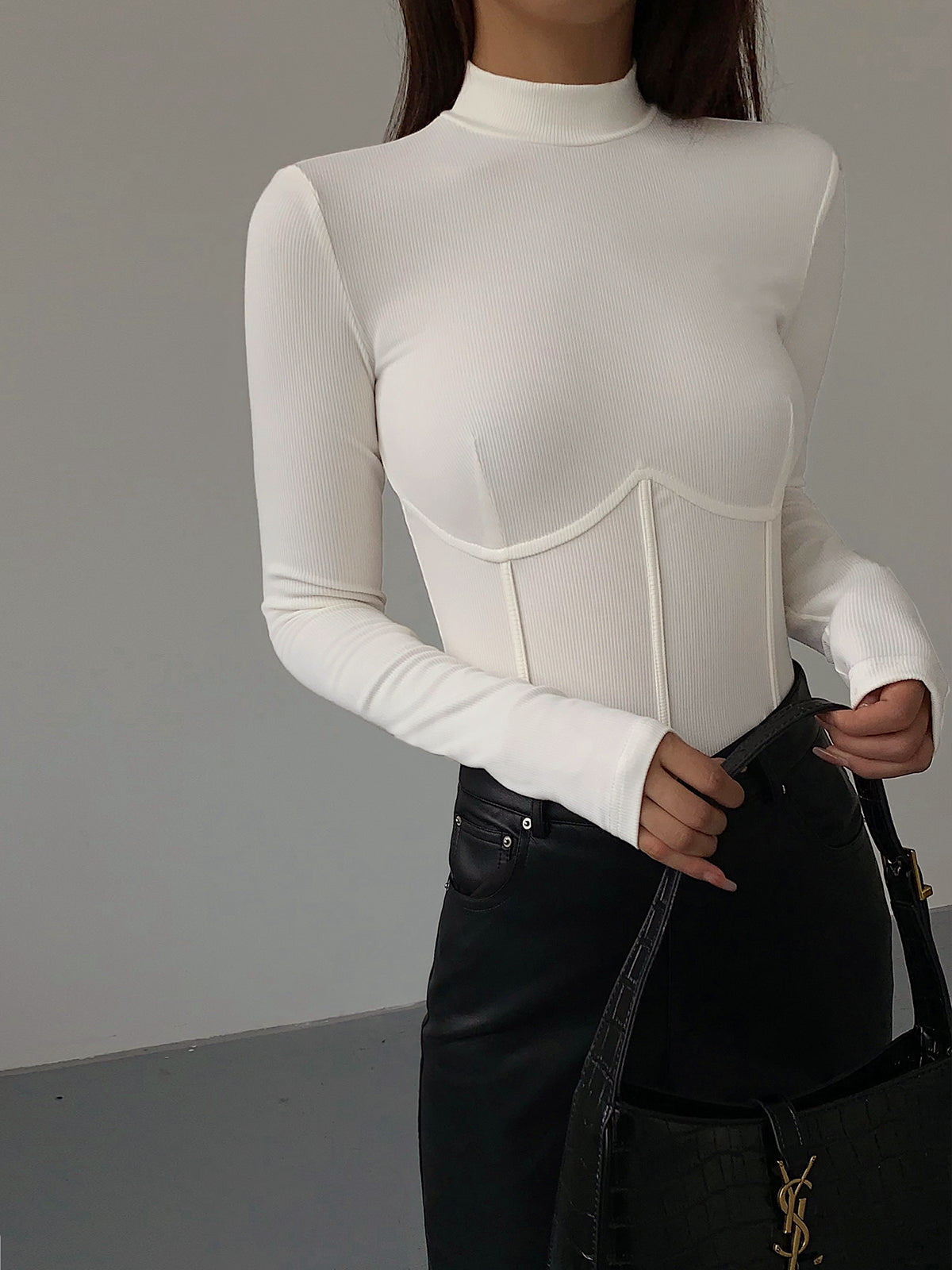 Eveloria Damen Slim Fit T-Shirt Klassisch Weiß