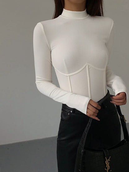 Eveloria Damen Slim Fit T-Shirt Klassisch Weiß