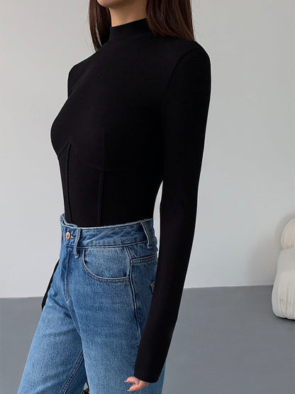 Eveloria Damen Slim Fit T-Shirt Klassisch Weiß