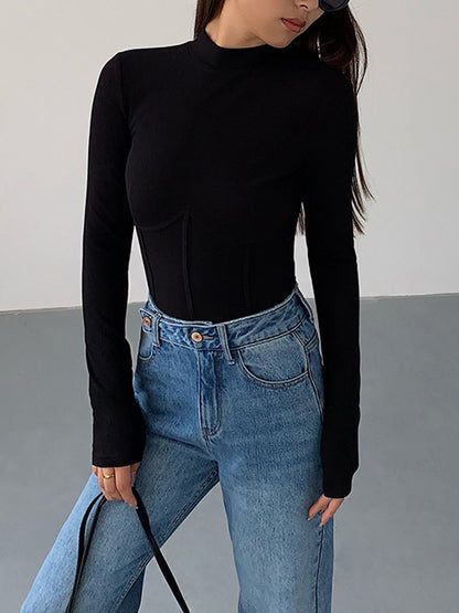 Eveloria Damen Slim Fit T-Shirt Klassisch Weiß