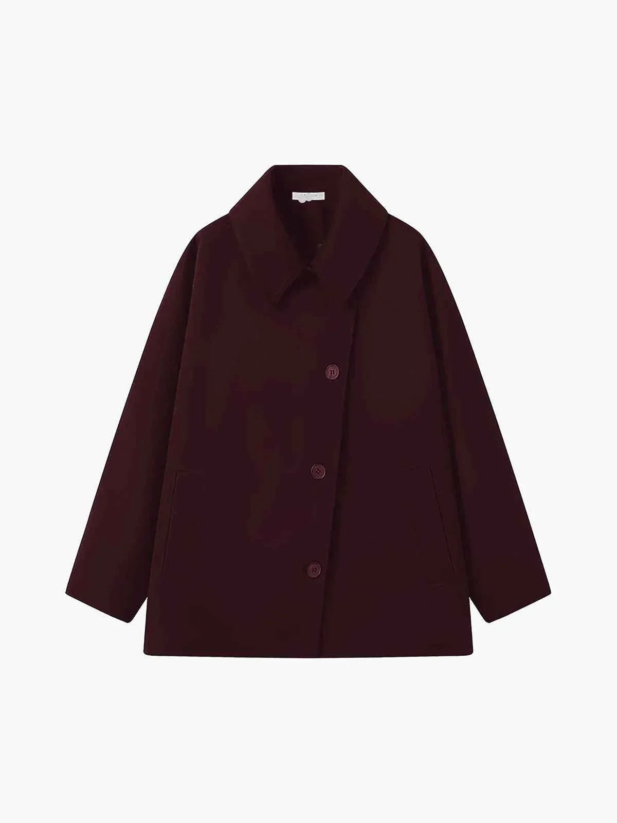 Damen Oversize Wintermantel Reverskragen Asymmetrischer