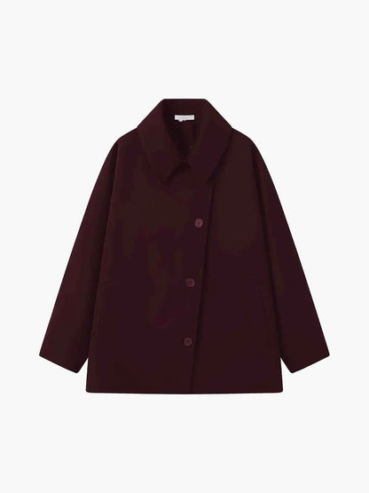 Damen Oversize Wintermantel Reverskragen Asymmetrischer