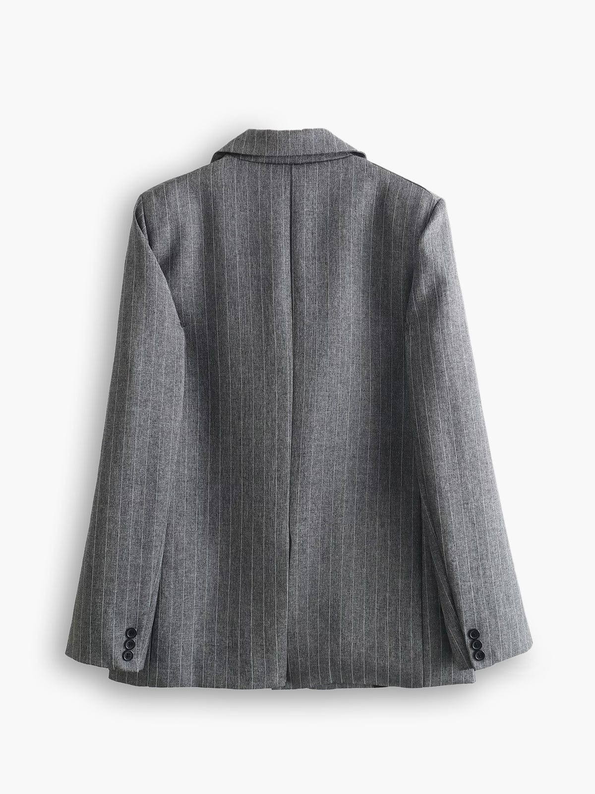 Damen Oversized Blazer Grau Pinstripe 2-Knopf