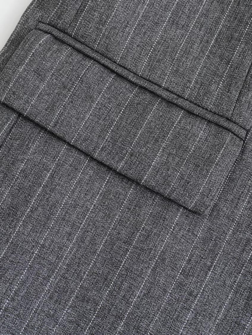 Damen Oversized Blazer Grau Pinstripe 2-Knopf