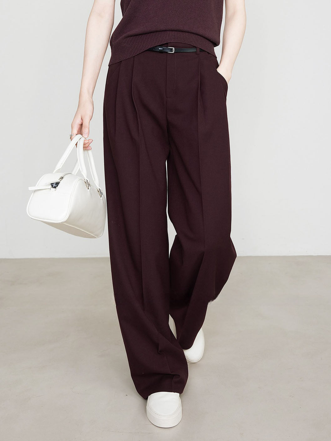 Damen Chino Hose Bordeaux Elegant Bequem
