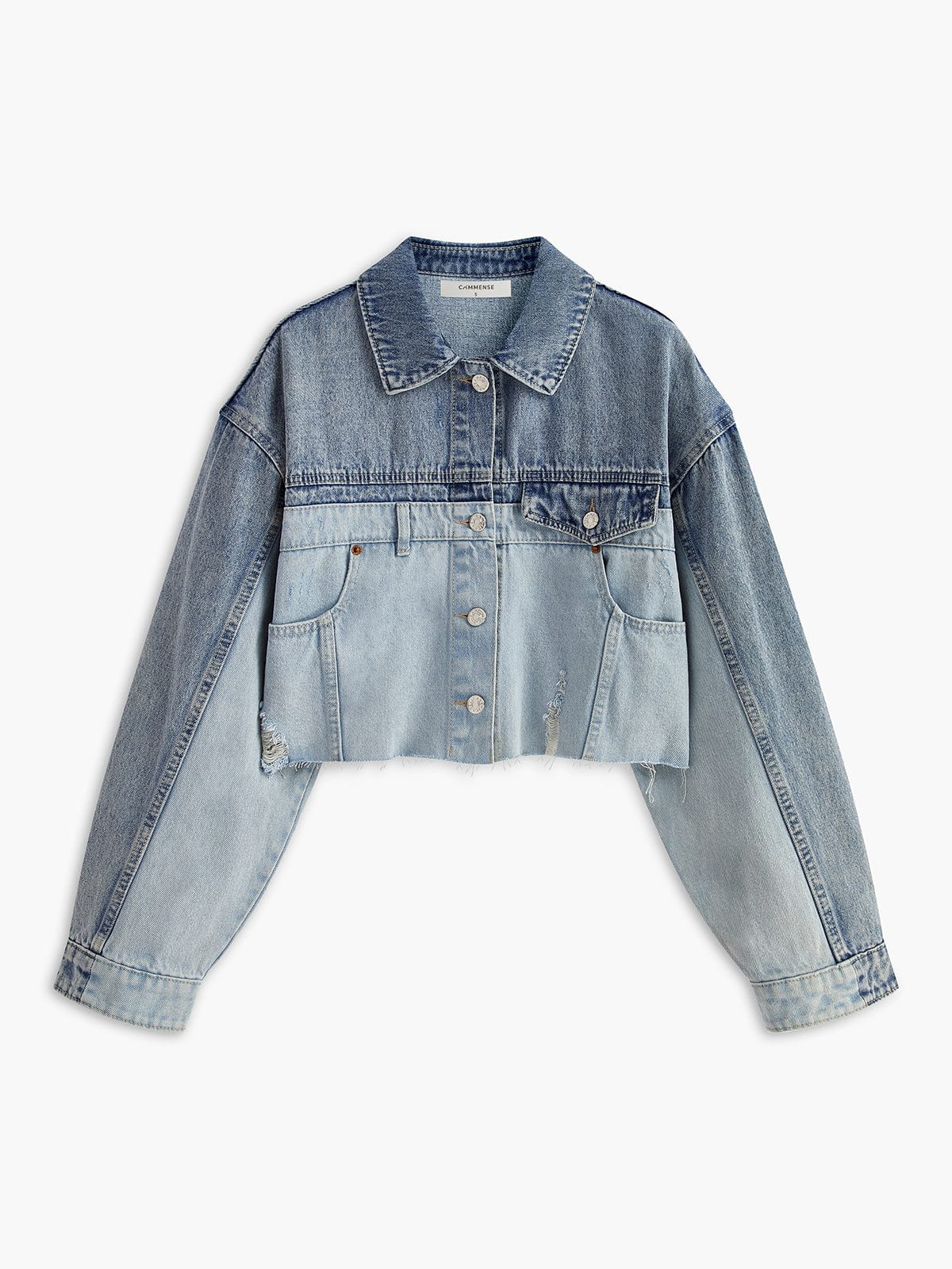 Mila Damen Cropped Jeansjacke Lässig Blau - Norvielle