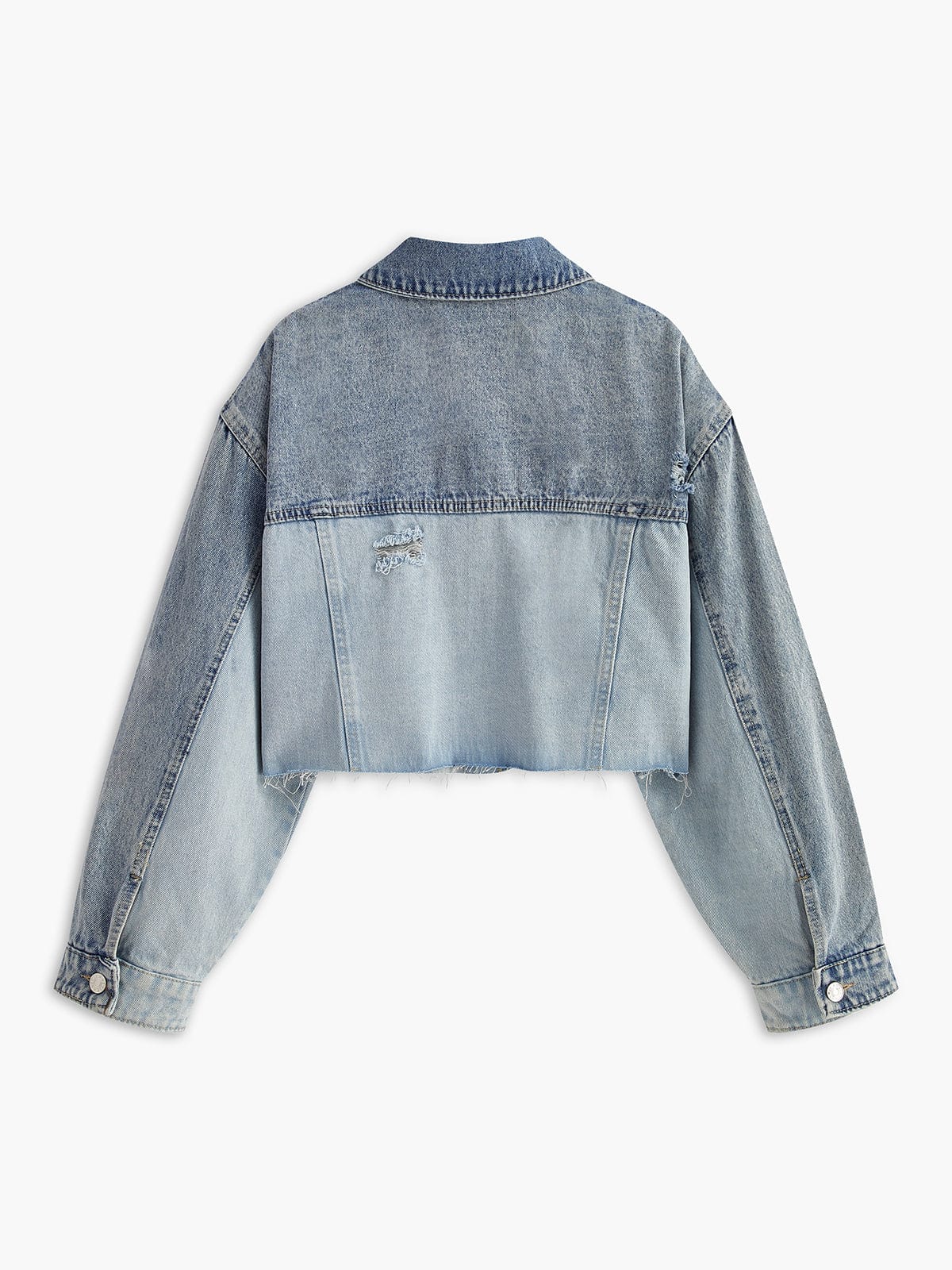 Mila Damen Cropped Jeansjacke Lässig Blau