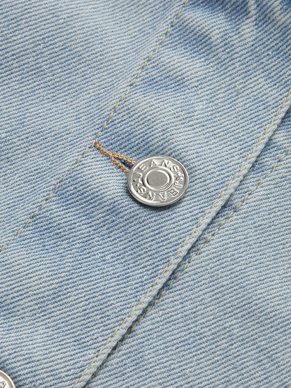 Mila Damen Cropped Jeansjacke Lässig Blau