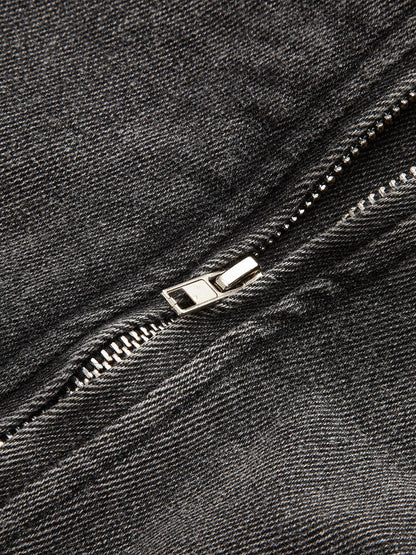 e Damen Bikerjacke Denim Cropped